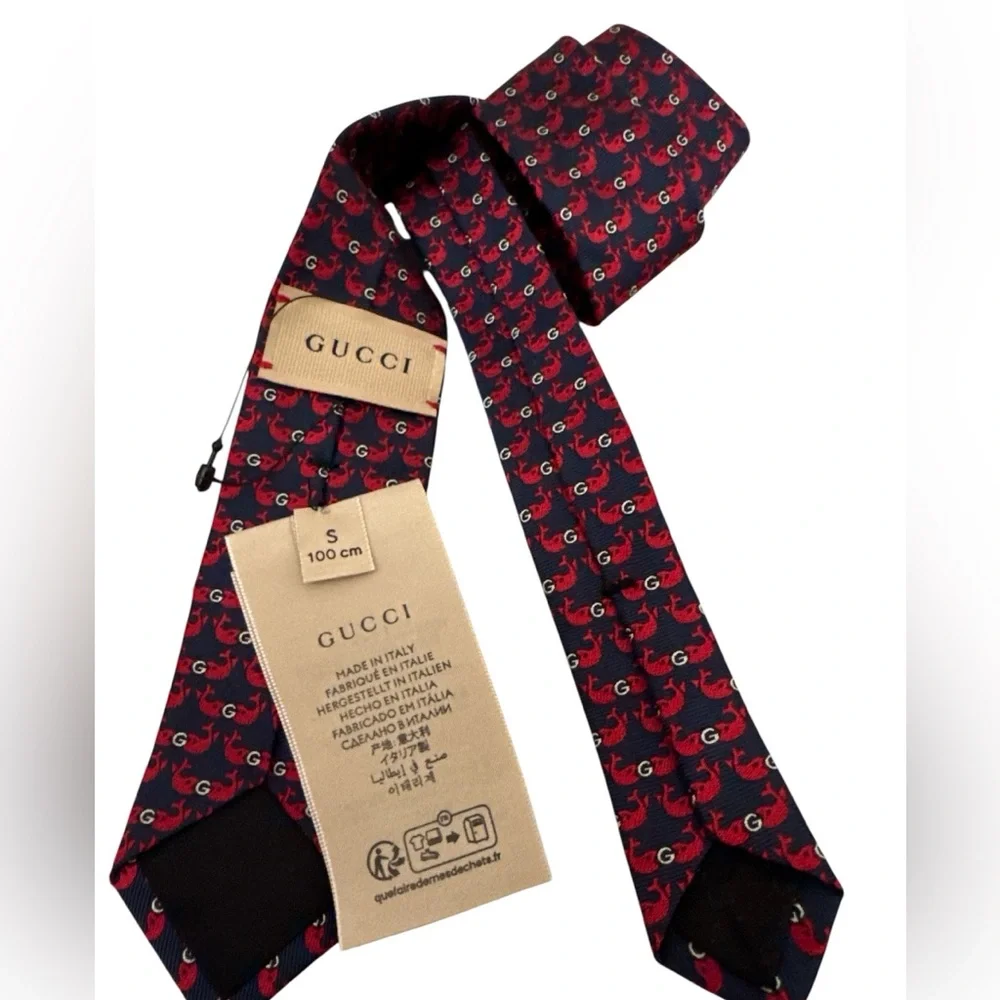 Gucci 100% Silk Red and Blue Tie sz S 100 cm
